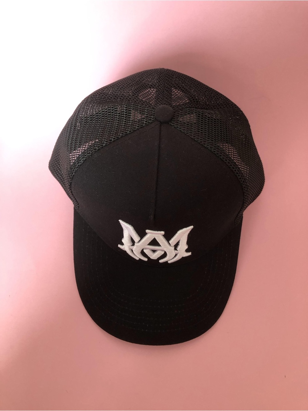 AMIRI Black Trucker Hat Embroidered AM Logo Unisex Sun Hat - Picture 4 of 13